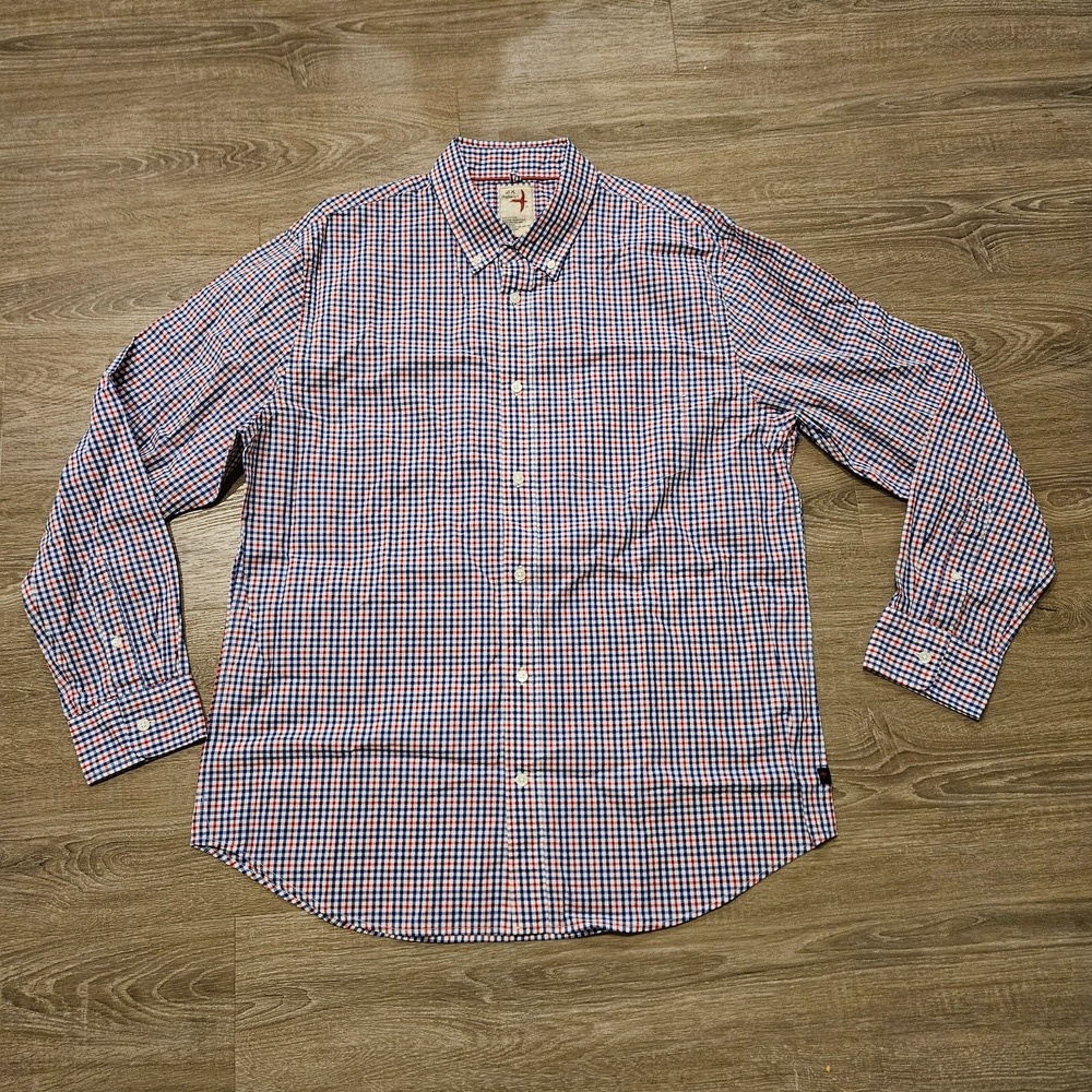 Relwen Button Down Shirt Mens‎ 2X Red Blue Check Plaid Cotton Long Sleeve NWOT